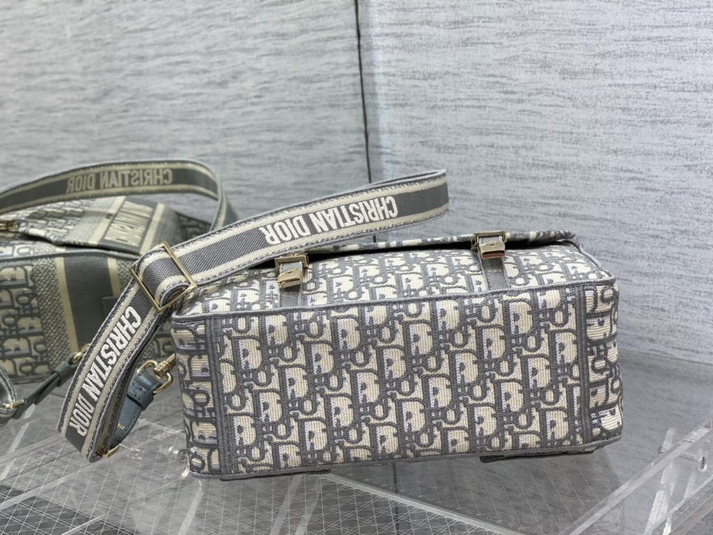 Dior M1240 Medium Diorcamp Bag Gray Oblique Embroidery - Default Title - View 8