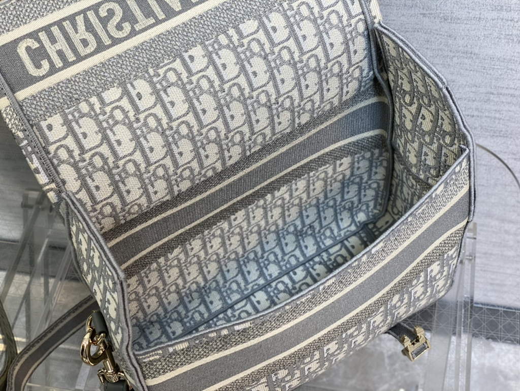 Dior M1240 Medium Diorcamp Bag Gray Oblique Embroidery - Default Title - View 9