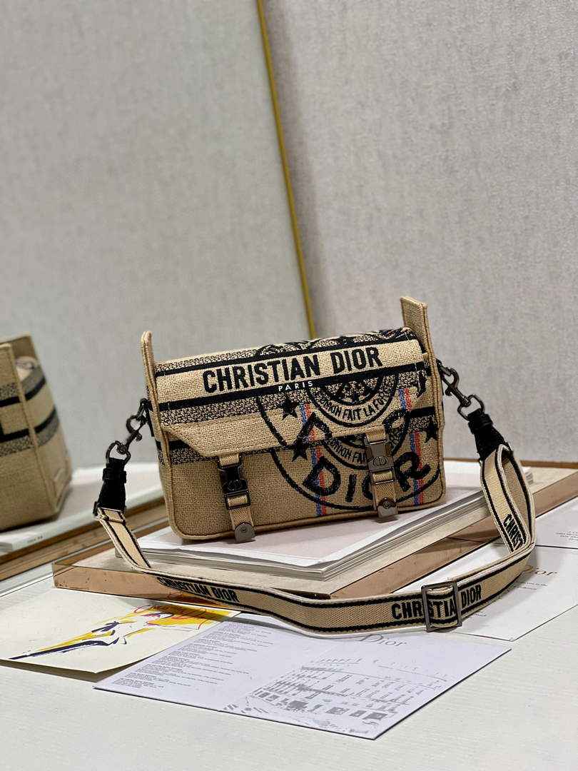 Dior M1241 Diorcamp Bag Small Model Beige Union Embroidered Jute Fabric - Default Title - View 2
