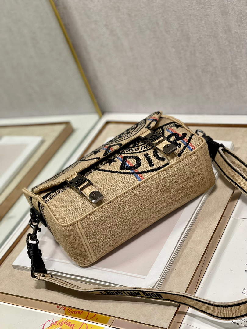 Dior M1241 Diorcamp Bag Small Model Beige Union Embroidered Jute Fabric - Default Title - View 4