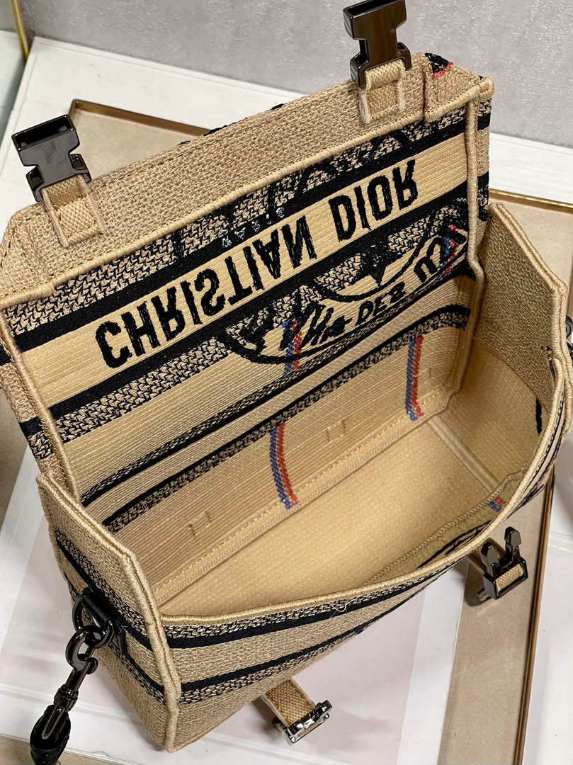 Dior M1241 Diorcamp Bag Small Model Beige Union Embroidered Jute Fabric - Default Title - View 8