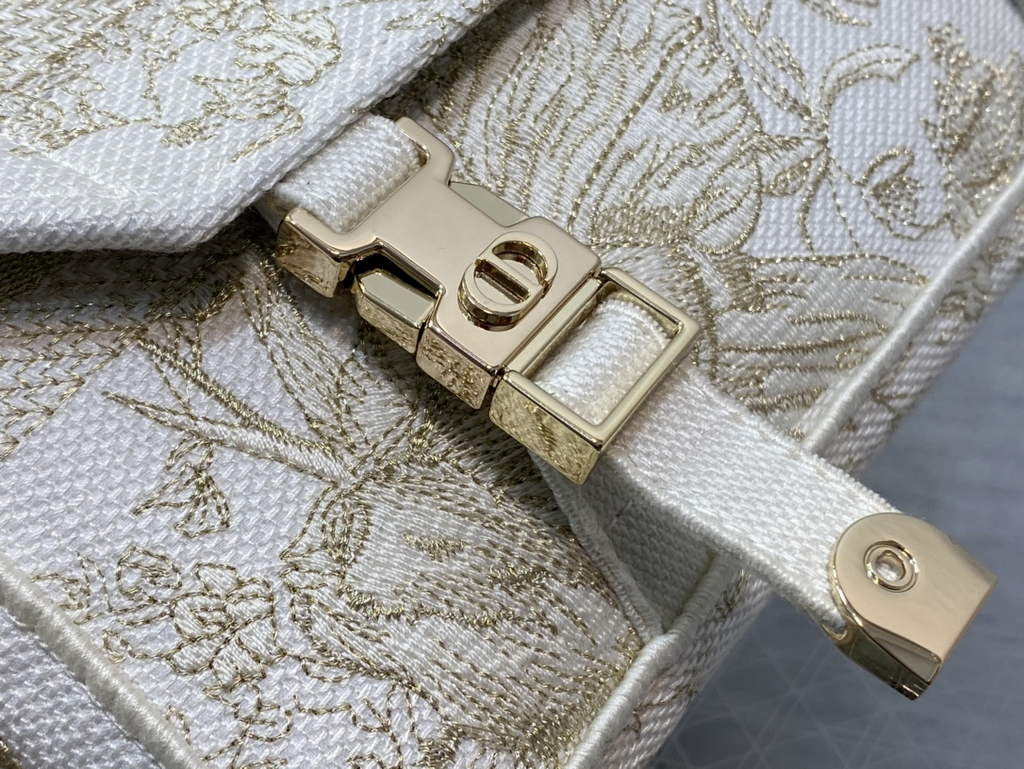 Dior M1241 Small Diorcamp Bag Jardin d'Hiver Embroidery with Gold-Tone Metallic Thread - Default Title - View 5