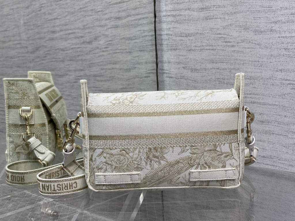 Dior M1241 Small Diorcamp Bag Jardin d'Hiver Embroidery with Gold-Tone Metallic Thread - Default Title - View 2