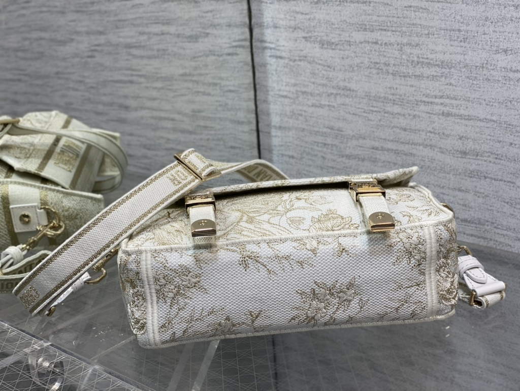 Dior M1241 Small Diorcamp Bag Jardin d'Hiver Embroidery with Gold-Tone Metallic Thread - Default Title - View 7