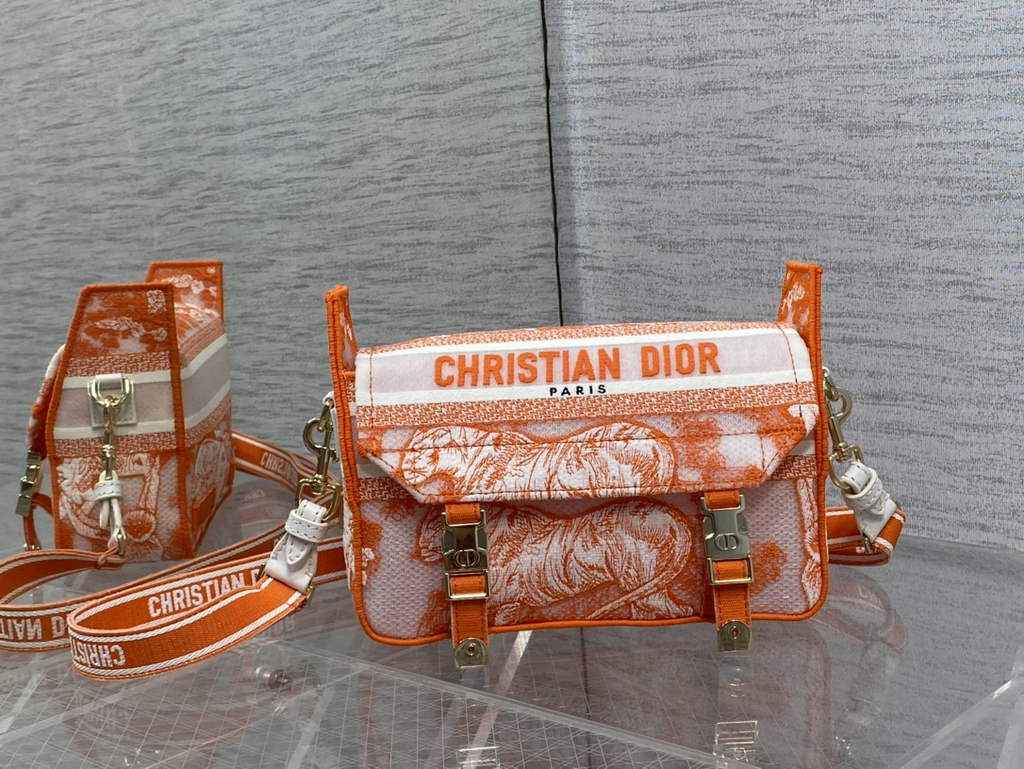 Dior Small Diorcamp Bag M1241 Orange Multicolor Embroidery - Default Title - View 1