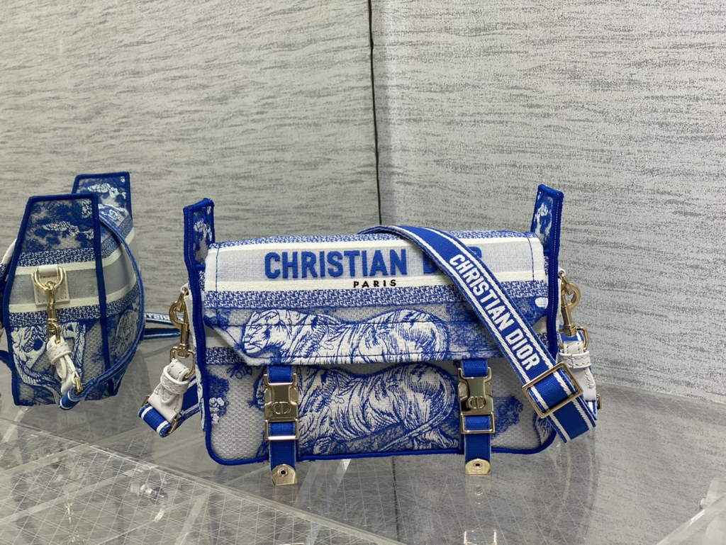 Dior Small Diorcamp Bag M1241 Blue Multicolor Embroidery - Default Title - View 1