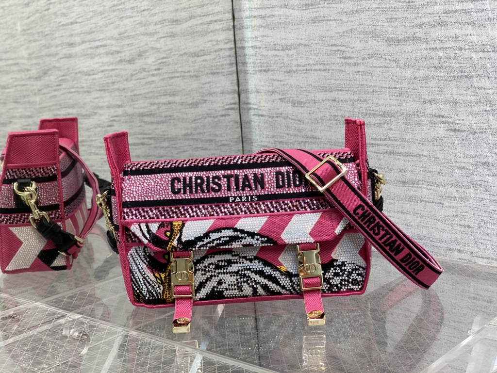 Dior Small Diorcamp Bag M1241 Purple Multicolor Embroidery - Default Title - View 1