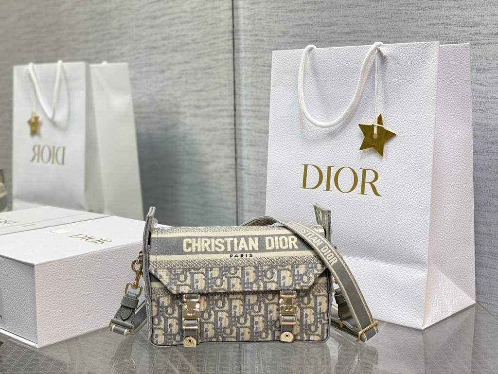 Dior M1241 Small Diorcamp Bag Gray Oblique Embroidery - Default Title - View 3