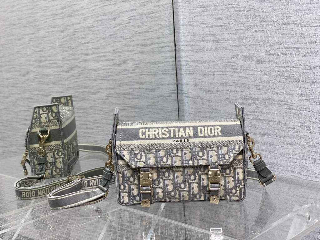 Dior M1241 Small Diorcamp Bag Gray Oblique Embroidery - Default Title - View 2