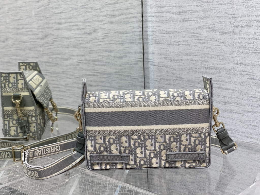 Dior M1241 Small Diorcamp Bag Gray Oblique Embroidery - Default Title - View 6