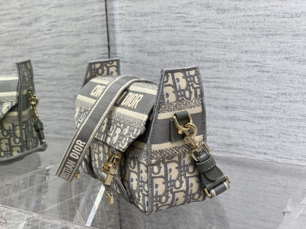 Dior M1241 Small Diorcamp Bag Gray Oblique Embroidery - Default Title - View 7