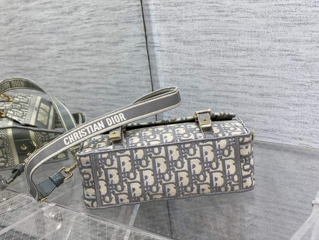 Dior M1241 Small Diorcamp Bag Gray Oblique Embroidery - Default Title - View 9