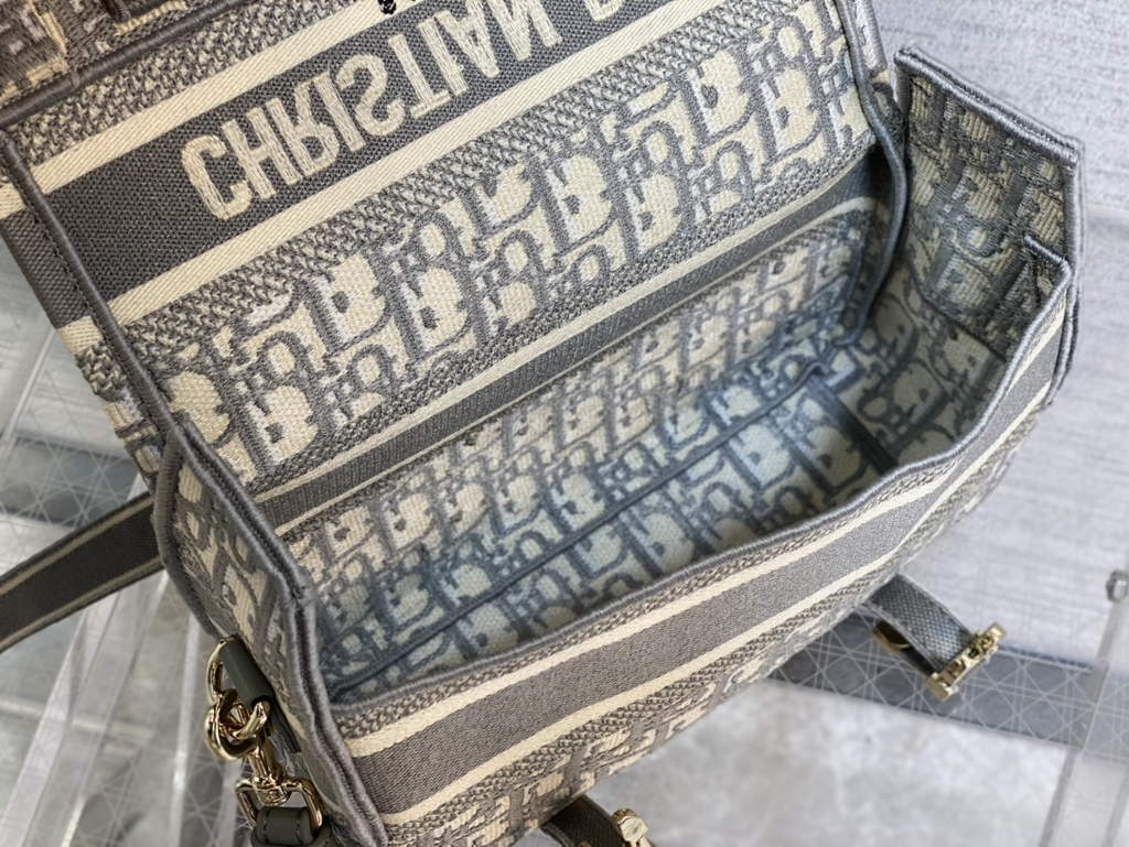 Dior M1241 Small Diorcamp Bag Gray Oblique Embroidery - Default Title - View 10
