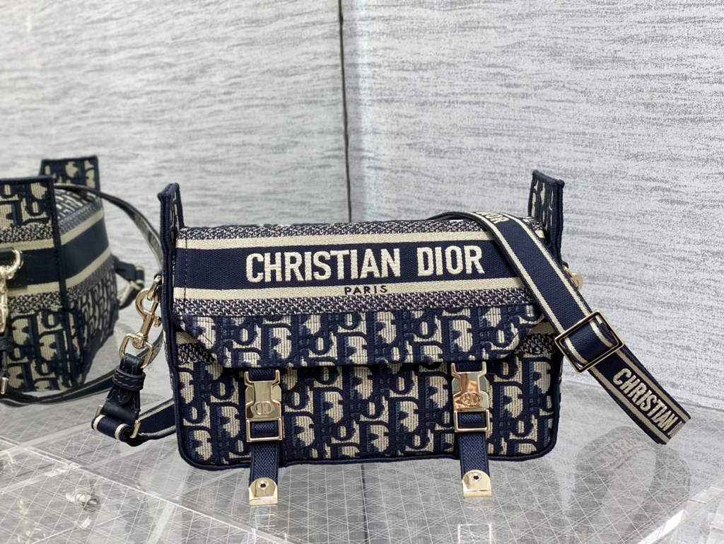 Dior M1241 Small Diorcamp Bag Blue Oblique Embroidery - Default Title - View 3
