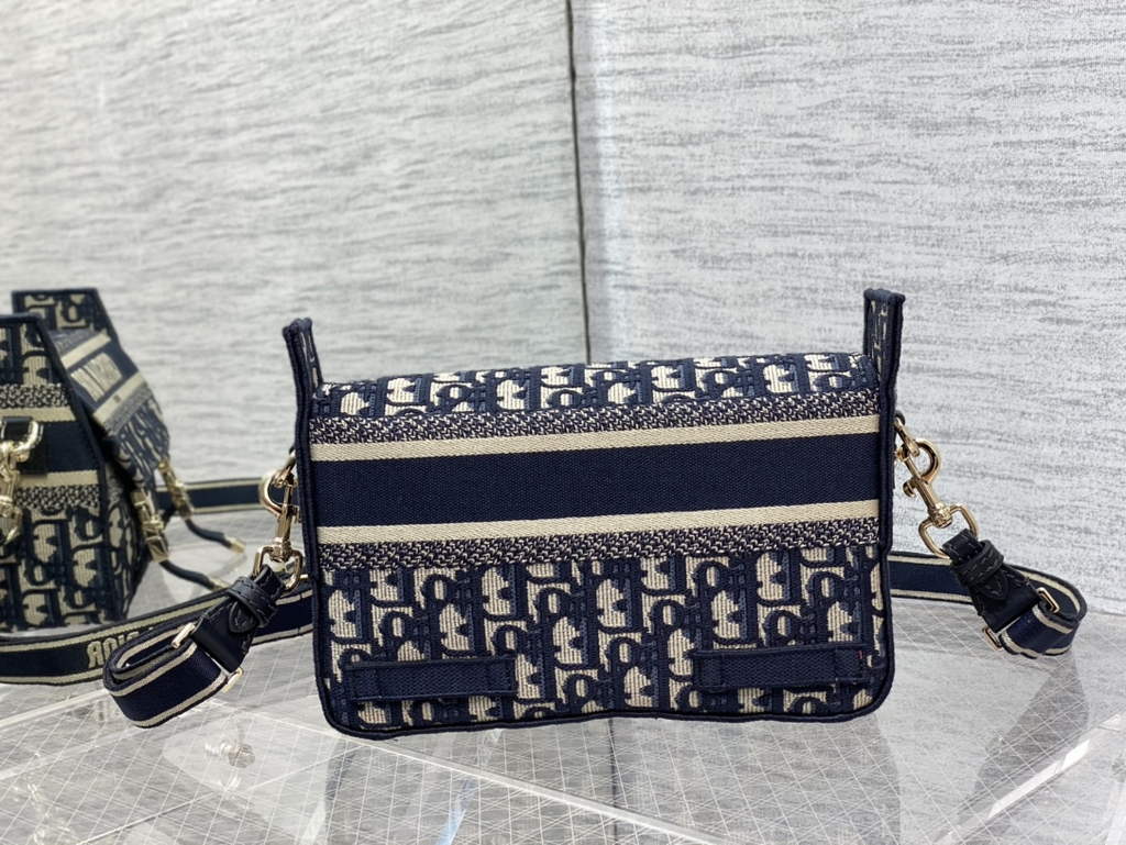 Dior M1241 Small Diorcamp Bag Blue Oblique Embroidery - Default Title - View 6