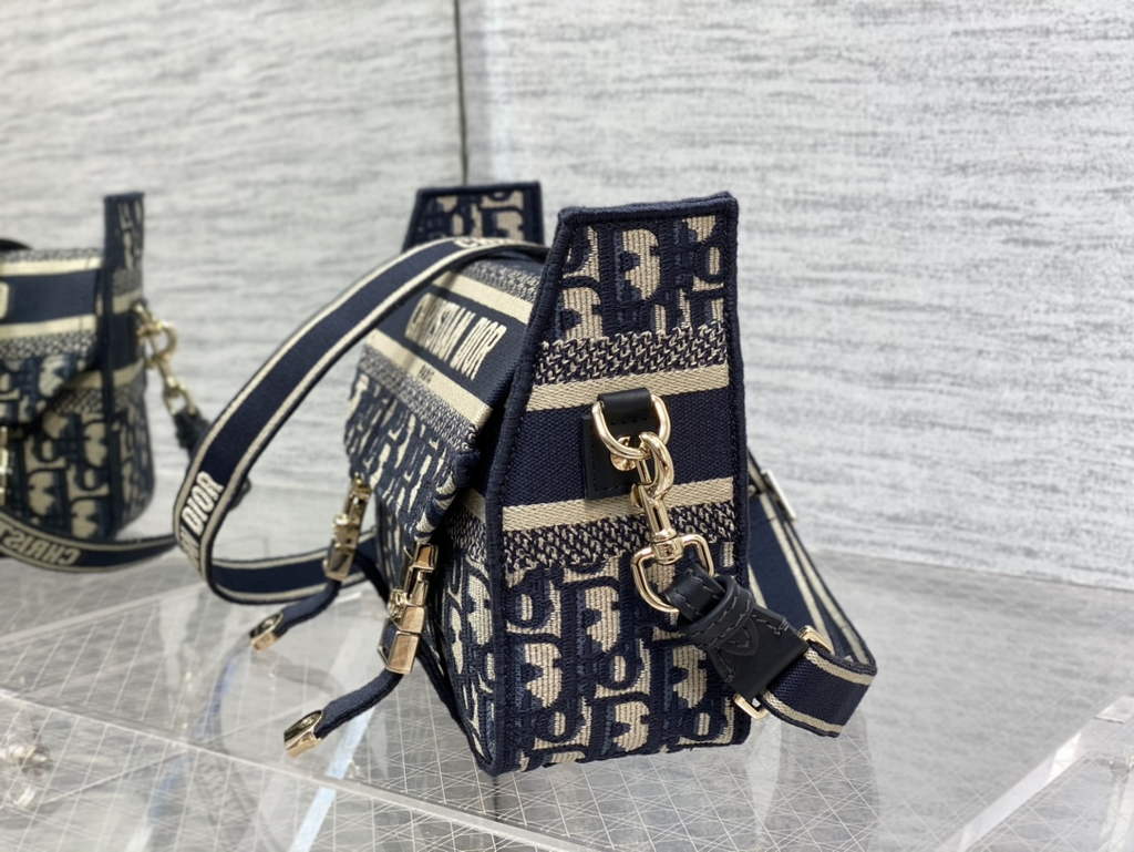 Dior M1241 Small Diorcamp Bag Blue Oblique Embroidery - Default Title - View 7