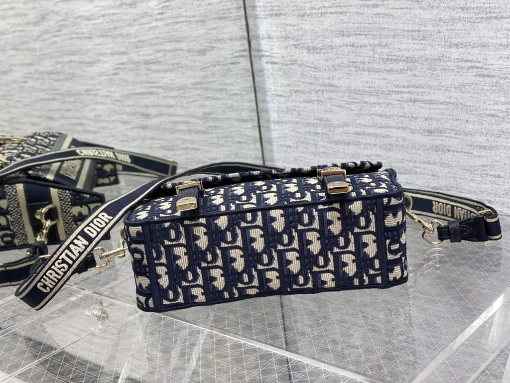 Dior M1241 Small Diorcamp Bag Blue Oblique Embroidery - Default Title - View 8
