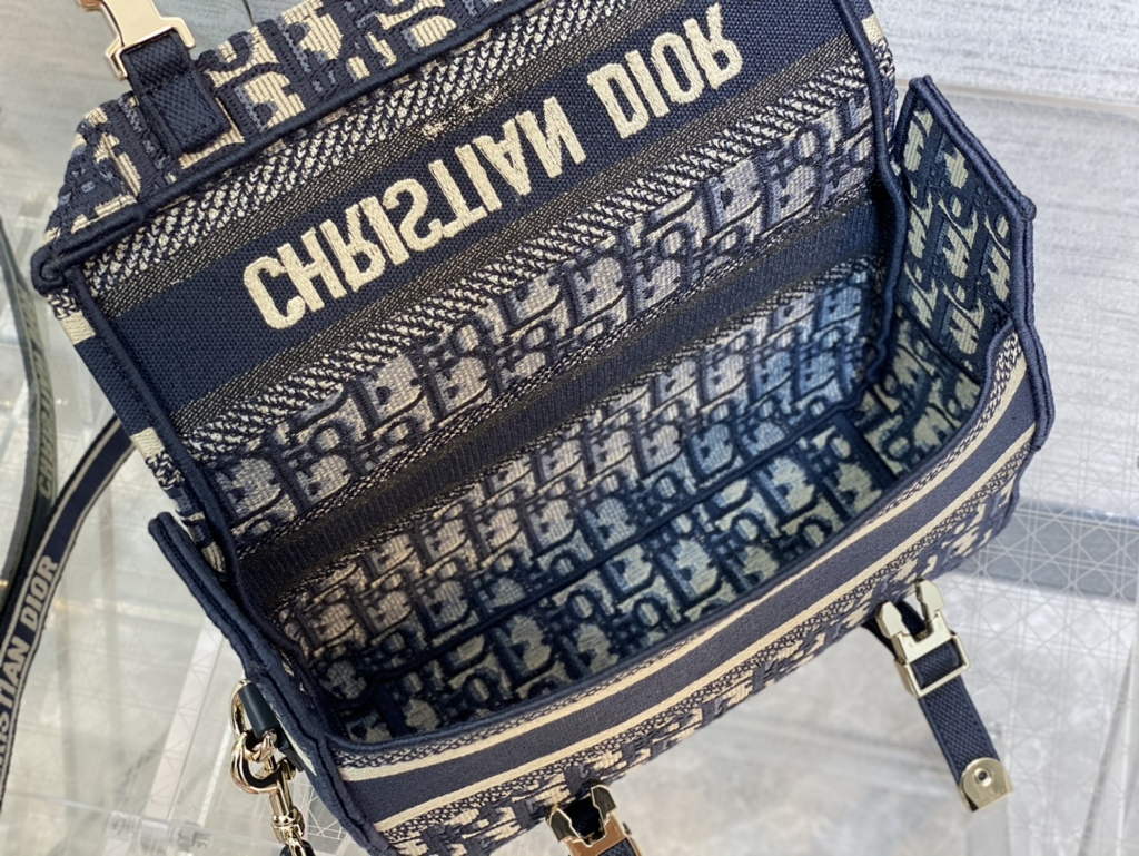Dior M1241 Small Diorcamp Bag Blue Oblique Embroidery - Default Title - View 9