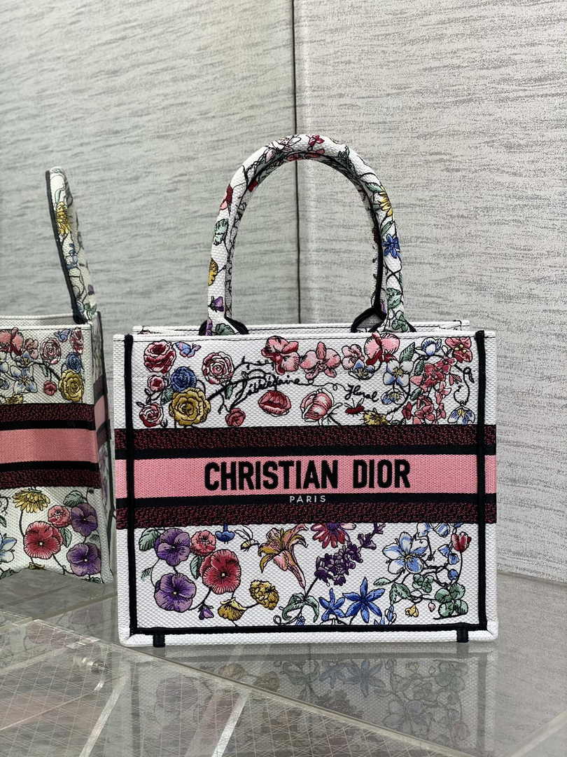 Dior Small Book Tote M1265 Toile de Jouy Embroidery M3560