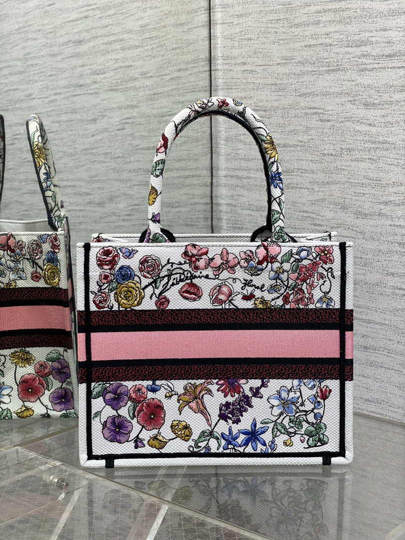 Dior Small Book Tote M1265 Toile de Jouy Embroidery M3560