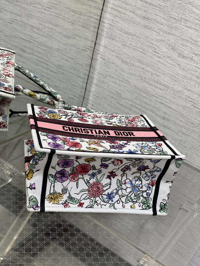 Dior Small Book Tote M1265 Toile de Jouy Embroidery M3560
