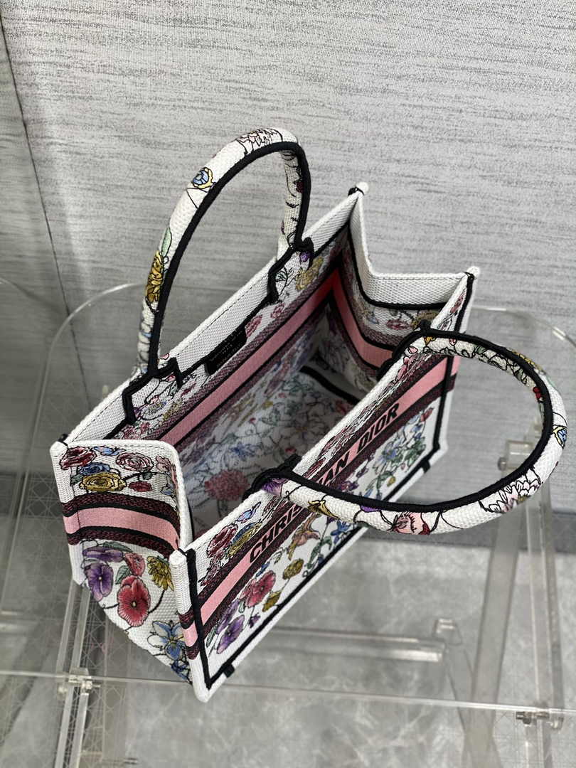 Dior Small Book Tote M1265 Toile de Jouy Embroidery M3560