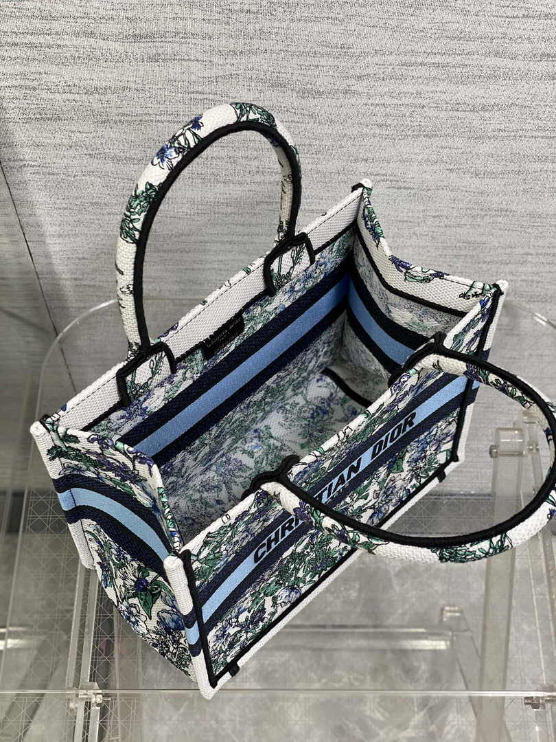 Dior Small Book Tote M1265 Toile de Jouy Embroidery M3561