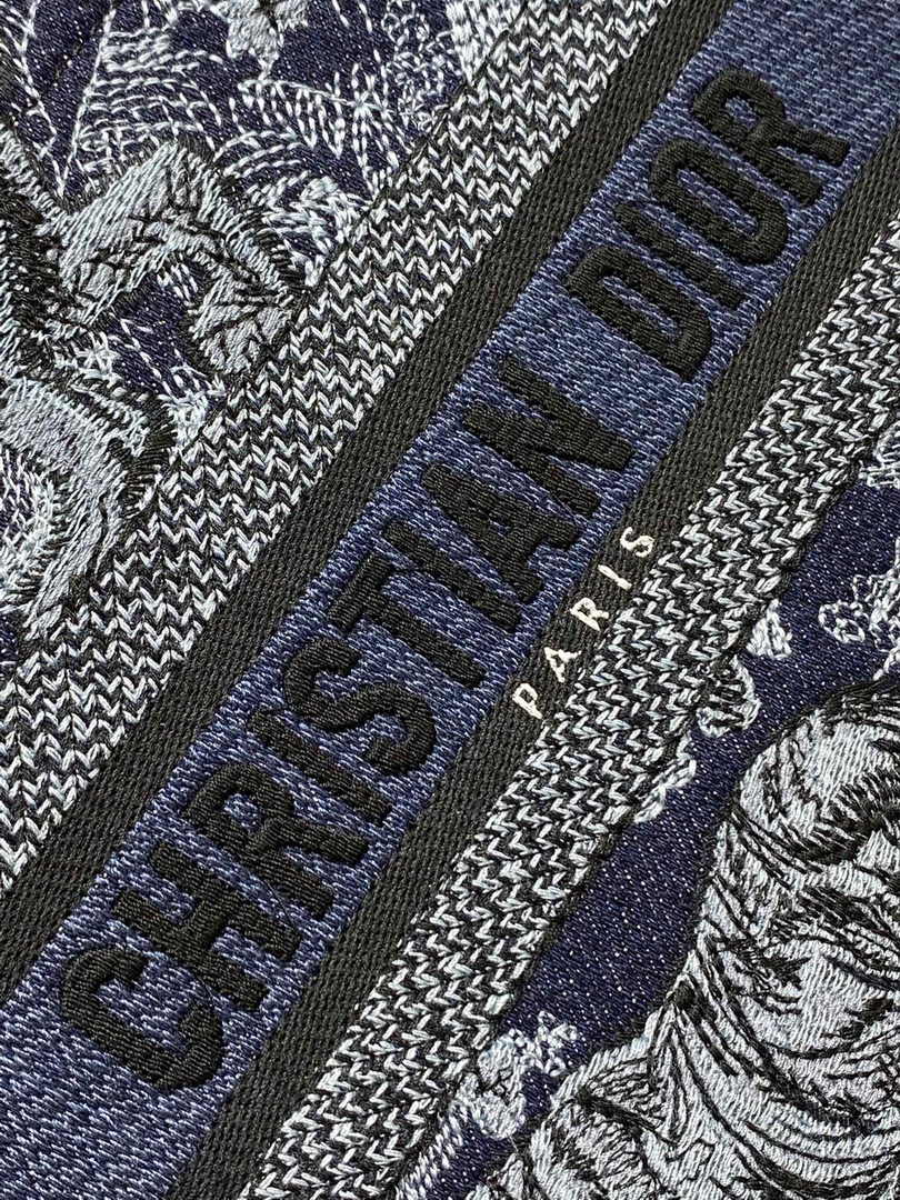 Dior Small Book Tote M1265 Navy Blue Toile de Jouy Embroidery