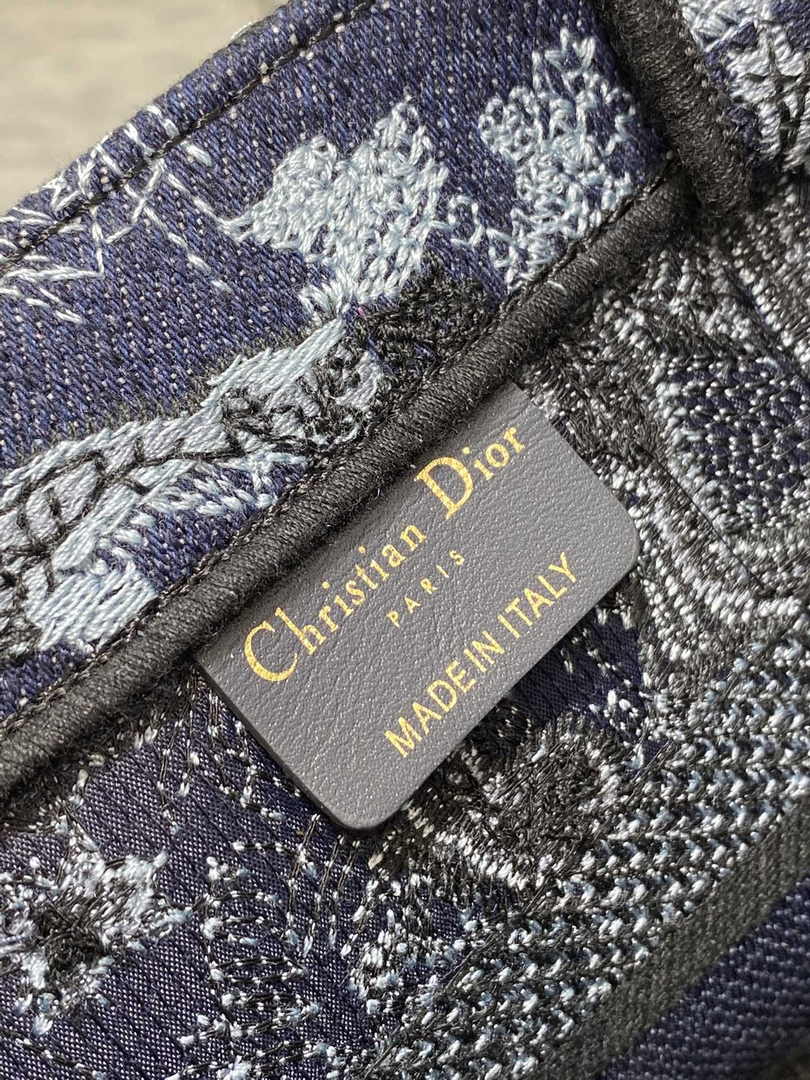 Dior Small Book Tote M1265 Navy Blue Toile de Jouy Embroidery