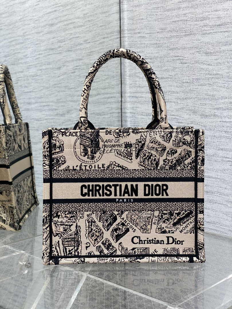 Dior Small Book Tote M1265 Toile de Jouy Embroidery M3537