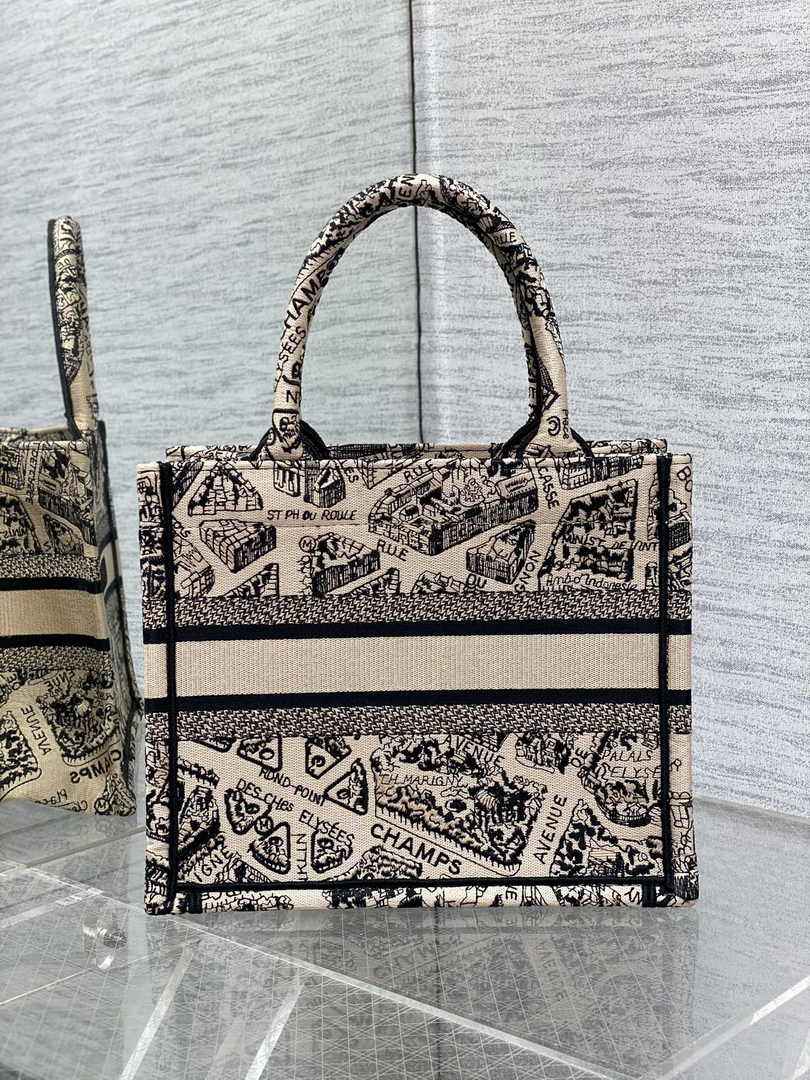 Dior Small Book Tote M1265 Toile de Jouy Embroidery M3537