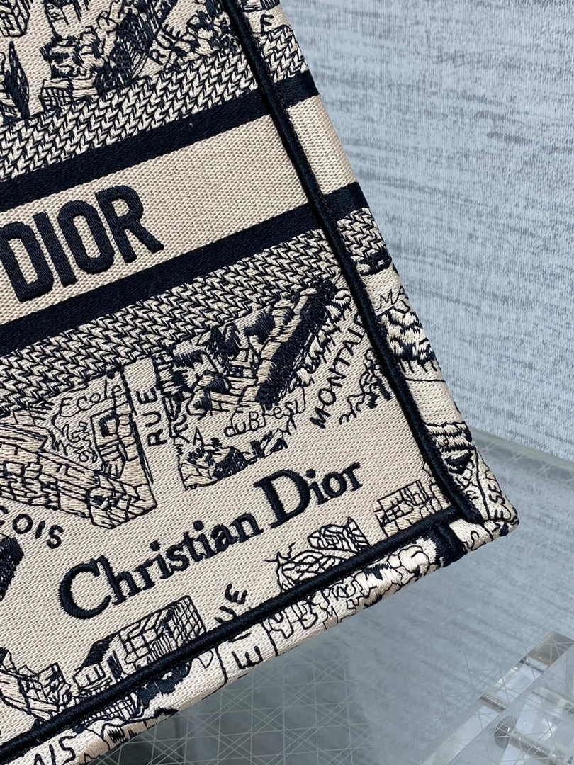 Dior Small Book Tote M1265 Toile de Jouy Embroidery M3537