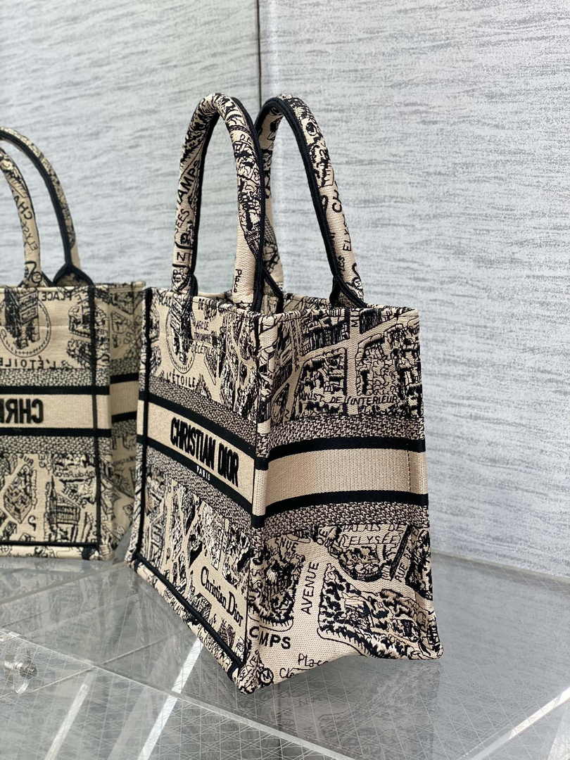 Dior Small Book Tote M1265 Toile de Jouy Embroidery M3537