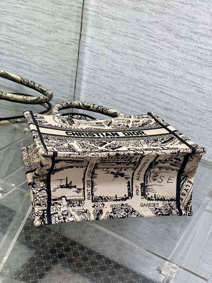 Dior Small Book Tote M1265 Toile de Jouy Embroidery M3537