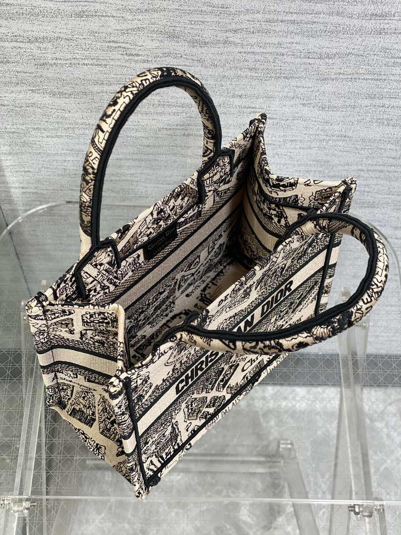 Dior Small Book Tote M1265 Toile de Jouy Embroidery M3537