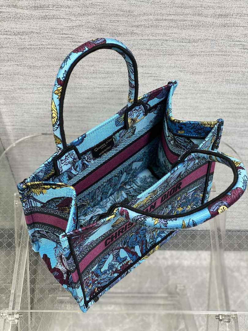 Dior Small Book Tote M1265 Toile de Jouy Embroidery M3513