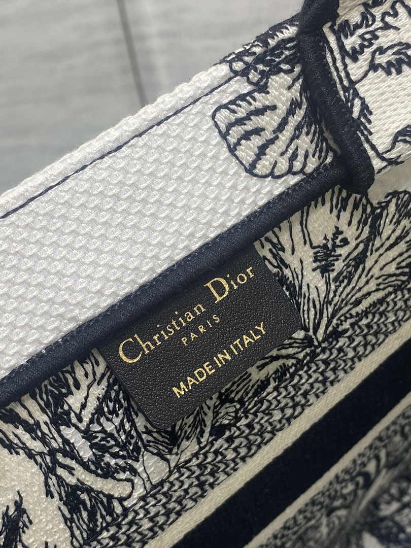 Dior Small Book Tote M1265 Toile de Jouy Embroidery M3516