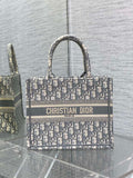 Dior Small Book Tote M1265 Ecru and Gray Dior Oblique Embroidery