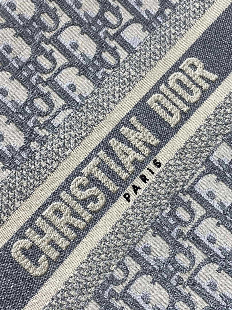 Dior Small Book Tote M1265 Ecru and Gray Dior Oblique Embroidery