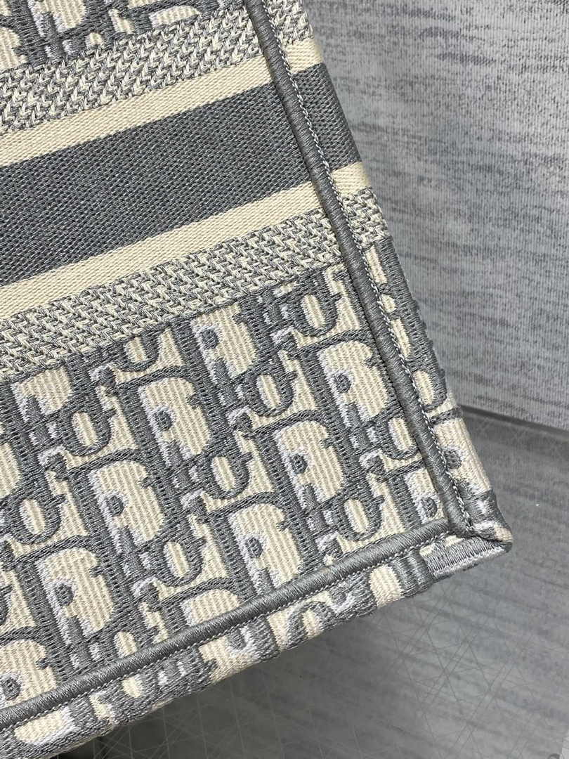 Dior Small Book Tote M1265 Ecru and Gray Dior Oblique Embroidery