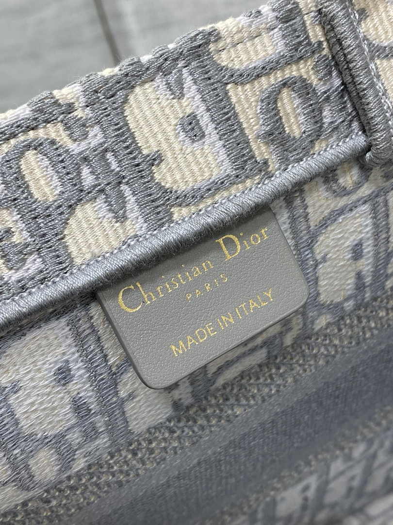 Dior Small Book Tote M1265 Ecru and Gray Dior Oblique Embroidery