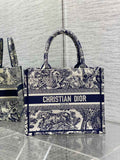 Dior Small Book Tote M1265 Ecru and Blue Toile de Jouy Embroidery