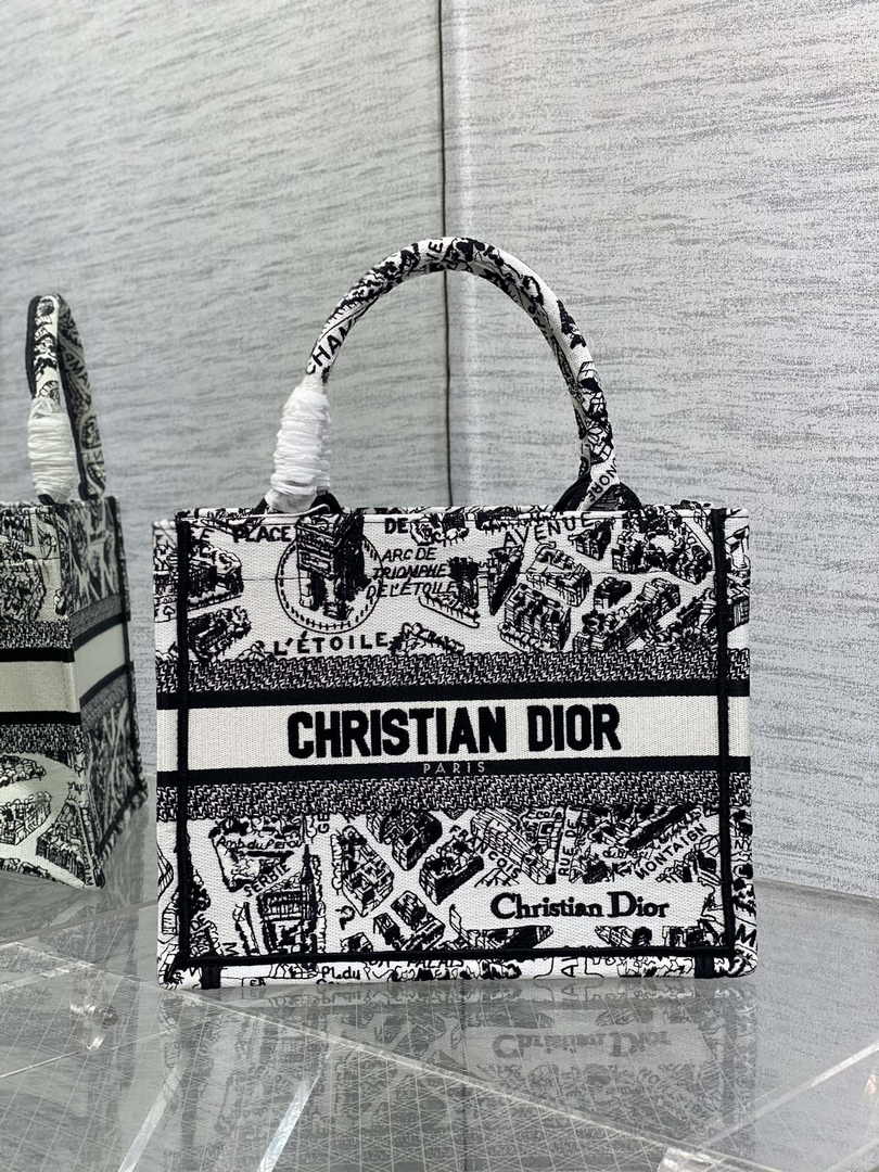 Dior Small Book Tote M1265 Toile de Jouy Embroidery M3539