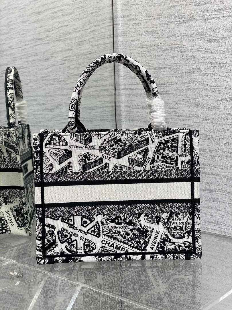 Dior Small Book Tote M1265 Toile de Jouy Embroidery M3539