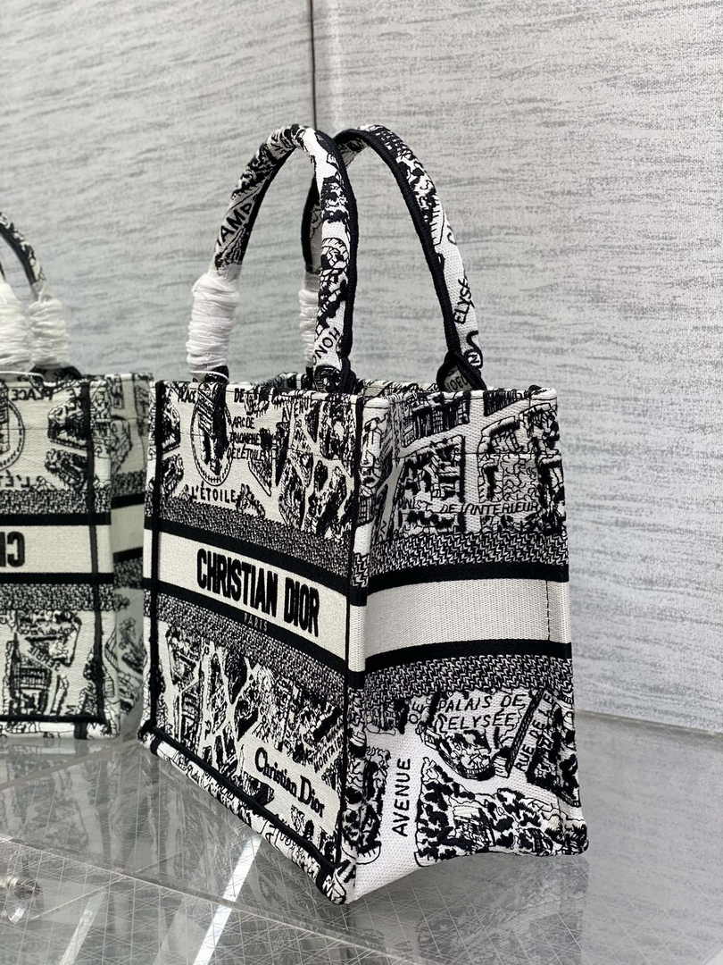 Dior Small Book Tote M1265 Toile de Jouy Embroidery M3539