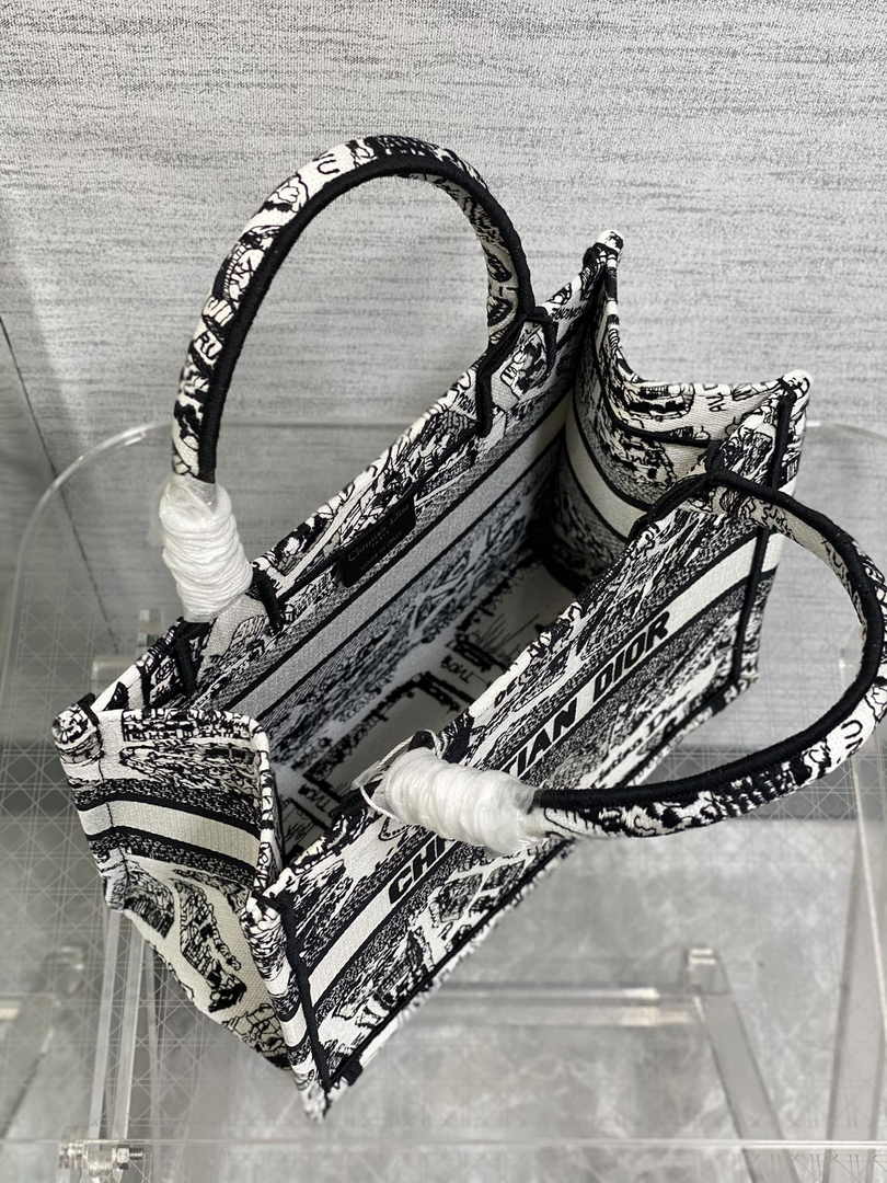 Dior Small Book Tote M1265 Toile de Jouy Embroidery M3539