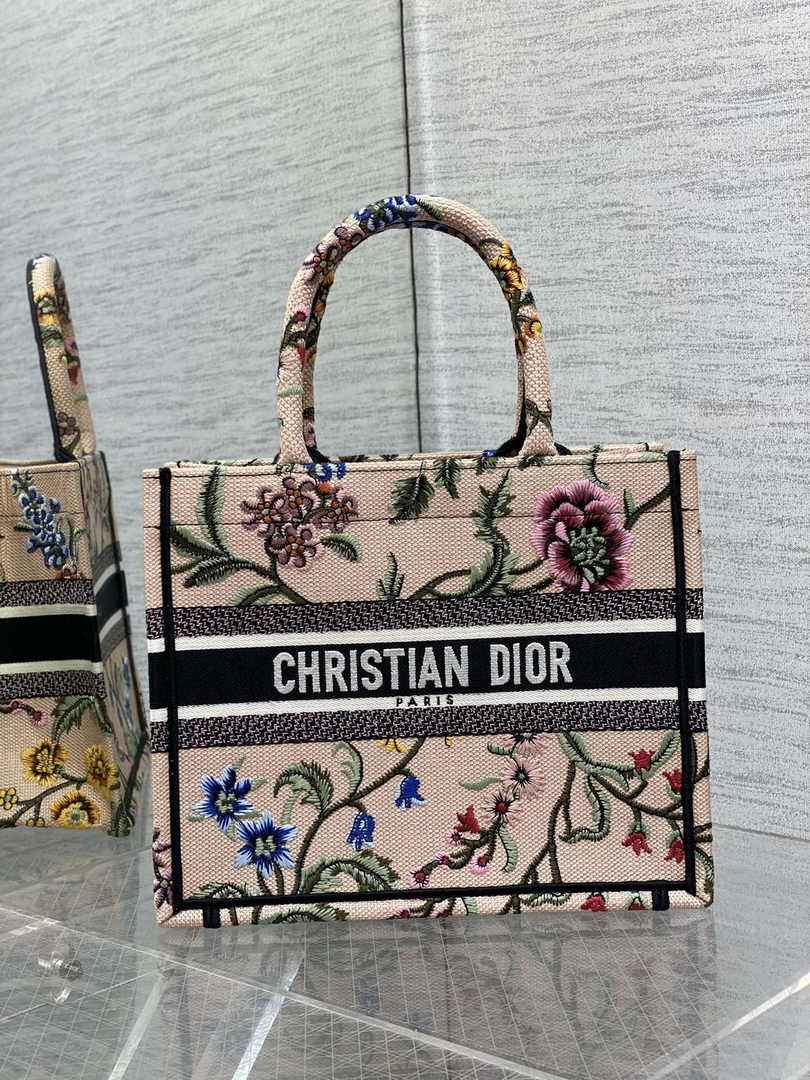 Dior Small Book Tote M1265 Toile de Jouy Embroidery M3548
