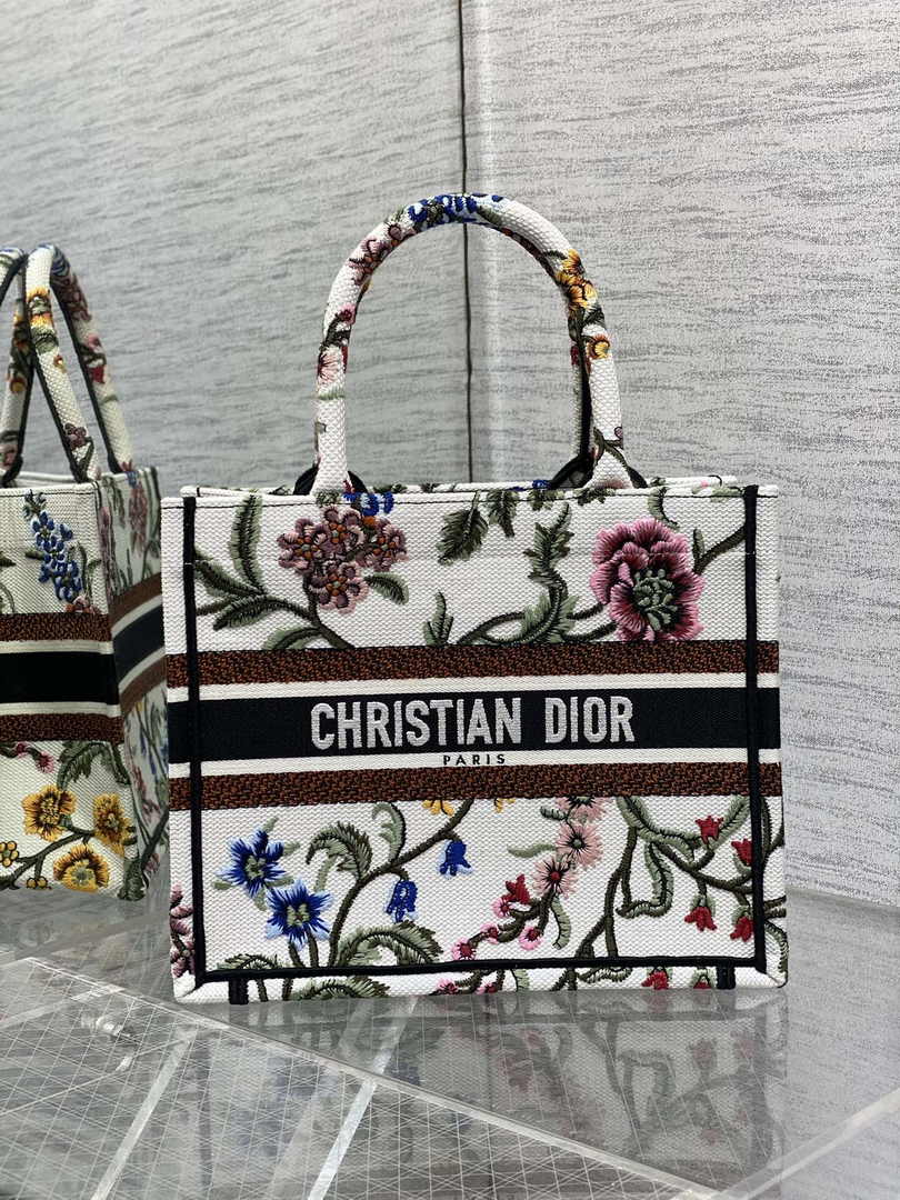 Dior Small Book Tote M1265 Toile de Jouy Embroidery M3550