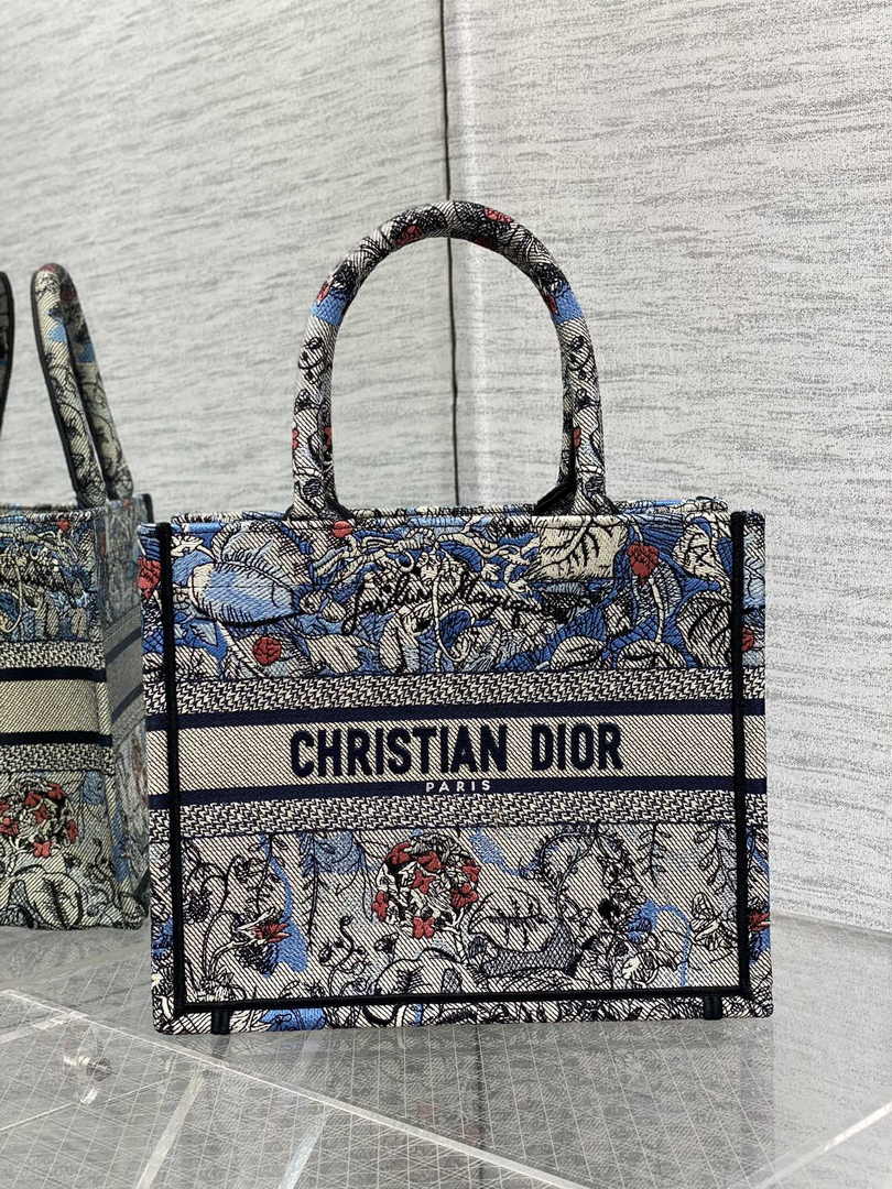 Dior Small Book Tote M1265 Toile de Jouy Embroidery M3562