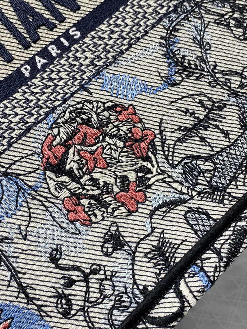 Dior Small Book Tote M1265 Toile de Jouy Embroidery M3562